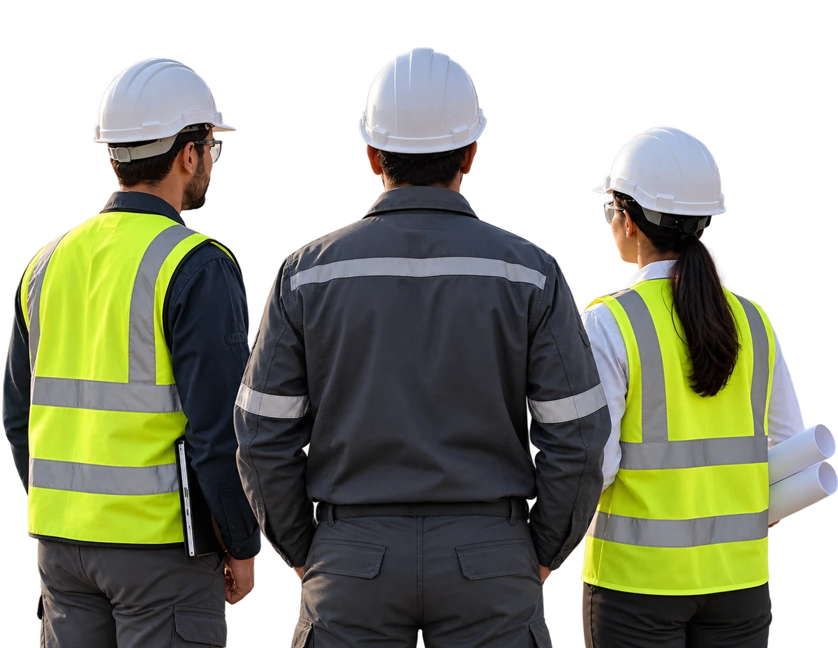 Site crew in safety gear